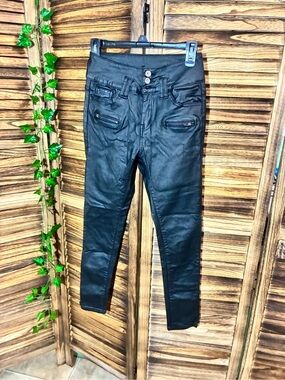 Aecuper Black Coated Skinny Pants